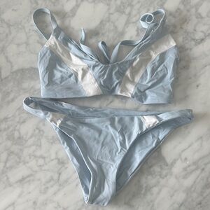 L*Space Light Blue and White Bikini